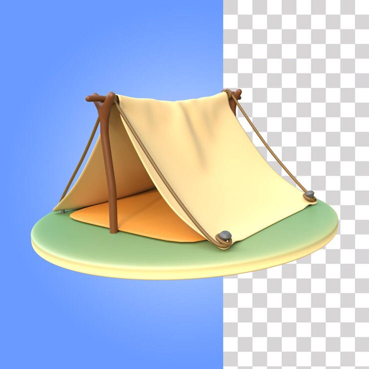 PSD una carpa con fondo azul y una carpa amarilla con fondo azul
