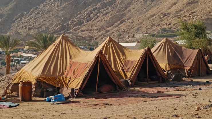 PSD carpas colocadas en un paisaje desértico para refugiarse