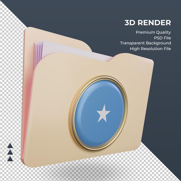 Carpeta 3d bandera de somalia renderizado vista izquierda