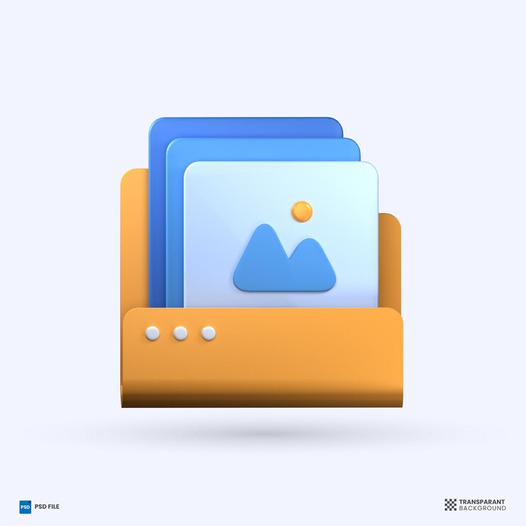 PSD carpeta 3d render icono 3d galería archivo render ilustración