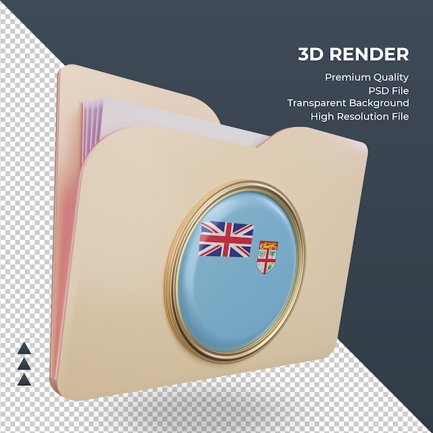 PSD carpeta 3d renderizado de la bandera de fiji vista izquierda