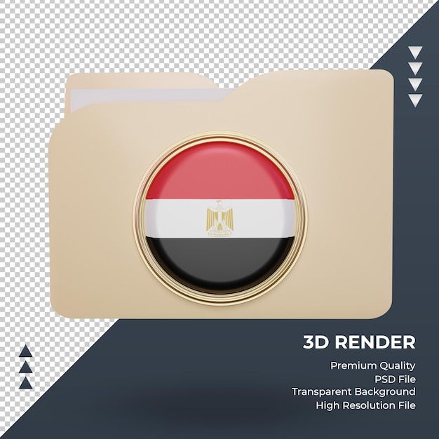 PSD carpeta 3d representación de la bandera de egipto vista frontal