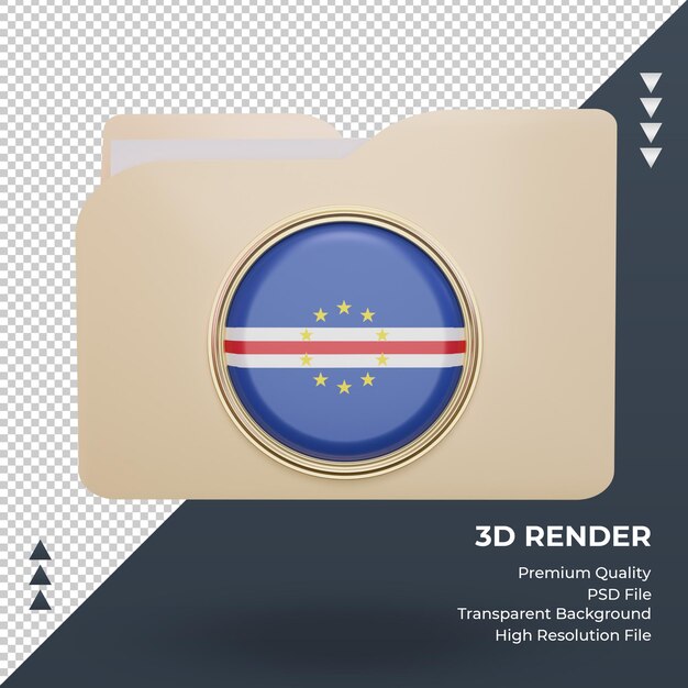 PSD carpeta 3d vista frontal de representación de la bandera de cabo verde