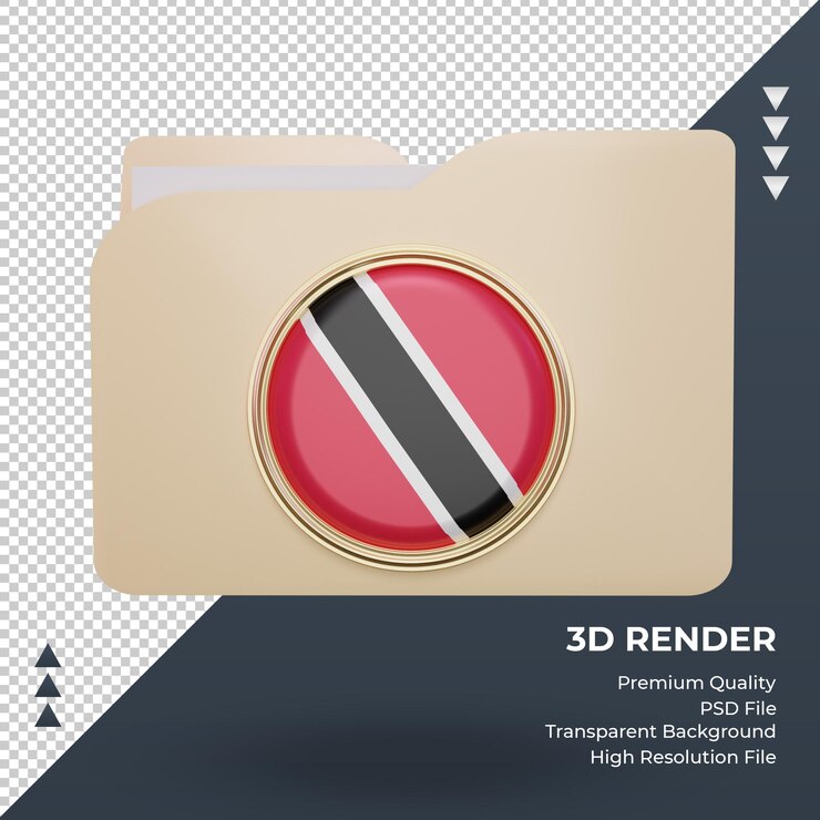 PSD carpeta 3d vista frontal de representación de la bandera de trinidad y tobago