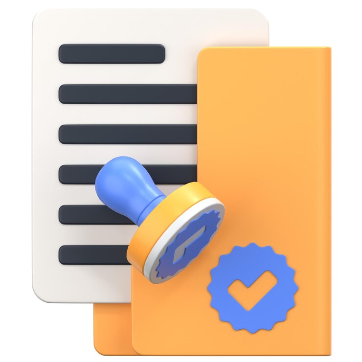 PSD carpeta de acuerdo con sello 3d icon ilustración low poly style
