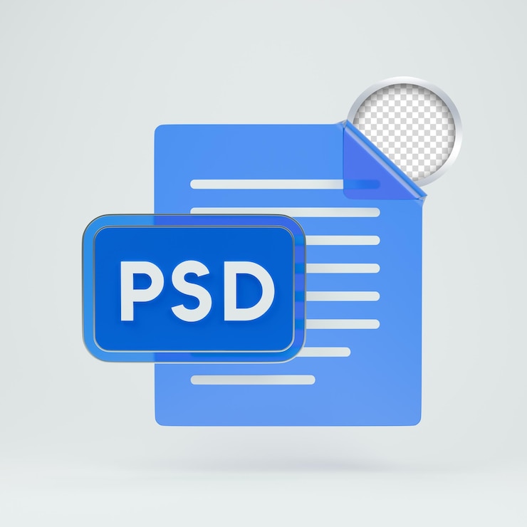 PSD carpeta de archivo psd 3d con un material de icono de glassmorphism azul