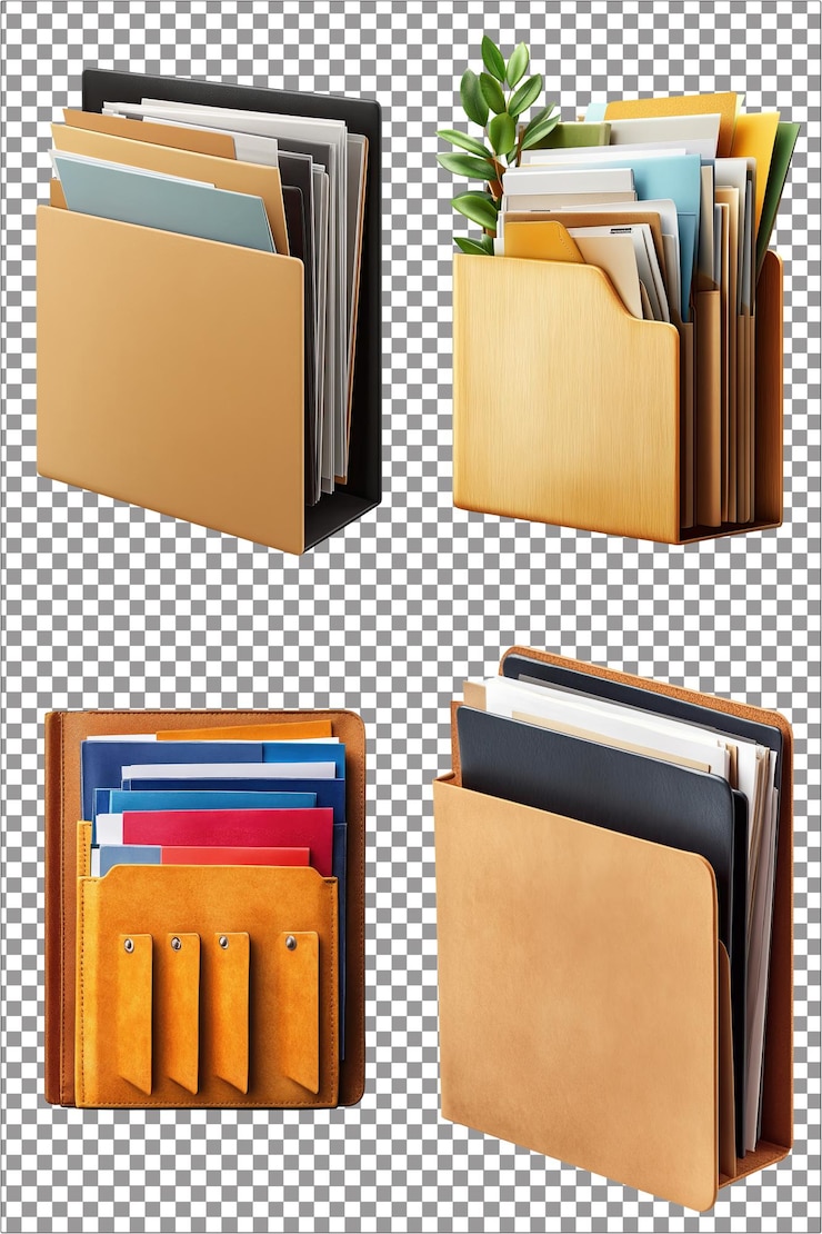 Carpeta de archivos con documentos organizados y profesionales PNG aislado hiperrealista con Clear Transpa