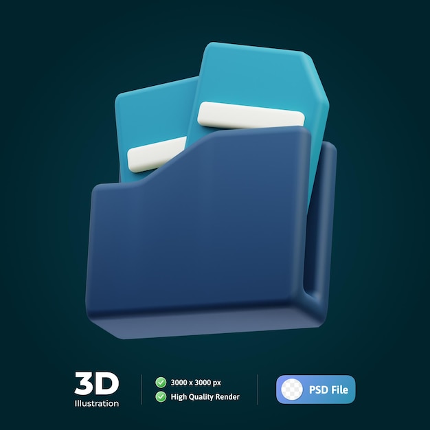 carpeta, archivos, negocio, 3d, ilustración