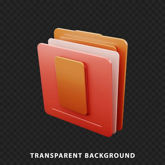 Carpeta de archivos de renderizado 3d aislada sobre fondo transparente