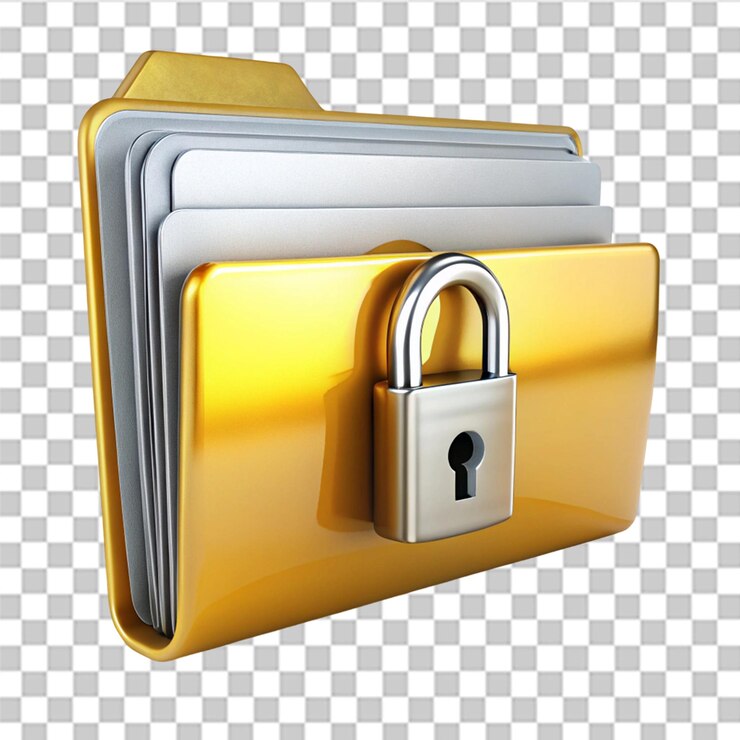 PSD carpeta de bloqueo con icono de seguridad de contraseña aislado en fondo transparente