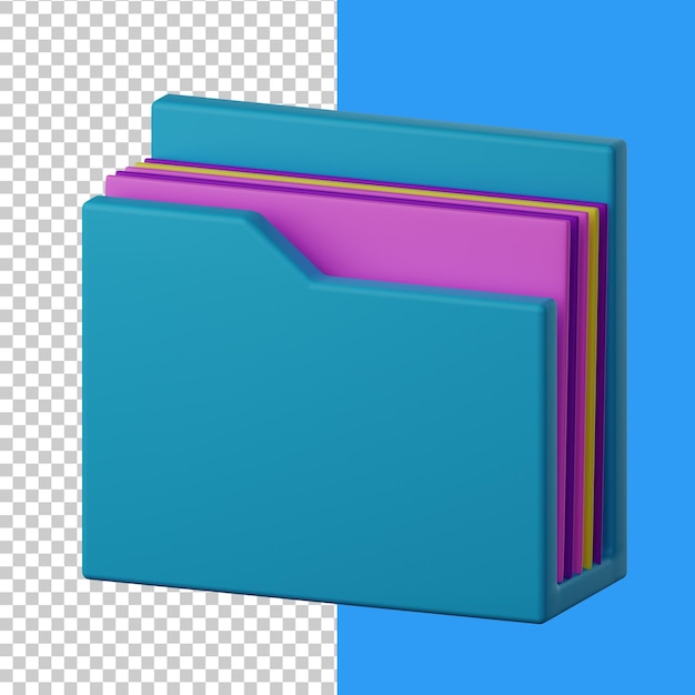 PSD carpeta de iconos 3d aislada en el fondo transparente