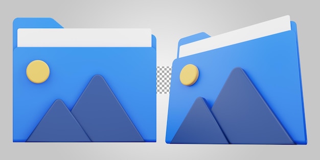 Carpeta de imágenes en fondo transparente Renderización en 3D