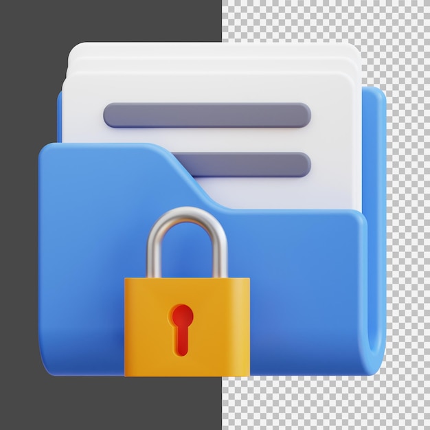 Carpeta segura con candado que protege los documentos confidenciales y los archivos digitales