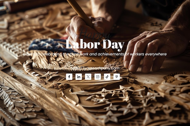 PSD carpintero tallando diseños intrincados en madera concepto de día de trabajo