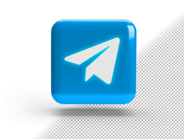Carré 3D réaliste avec logo Telegram