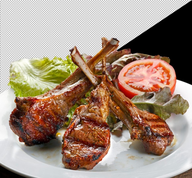 carré d'agneau avec laitue et tomate