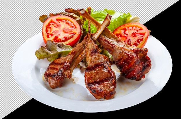 carré d'agneau avec laitue et tomate