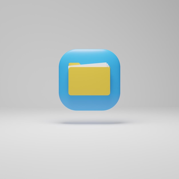 Un carré bleu avec une icône de dossier jaune dessus