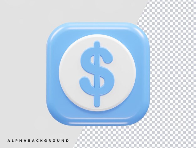 Un carré bleu avec un signe dollar au milieu.