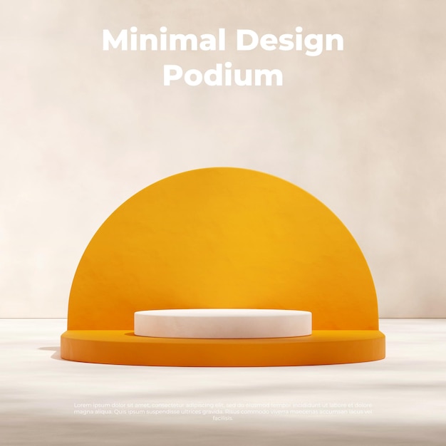 en carré simple mur minimal rendu 3d maquette vierge blanc jaune podium