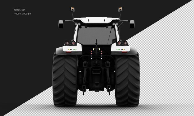 Carregador skidsteer de metal branco fosco realista isolado da vista traseira