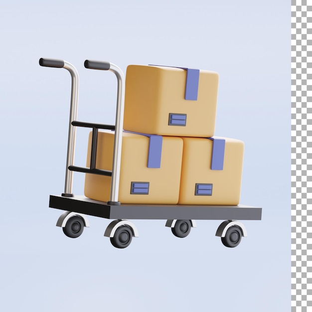 Carrello Carrello E Scatole Illustrazione 3D