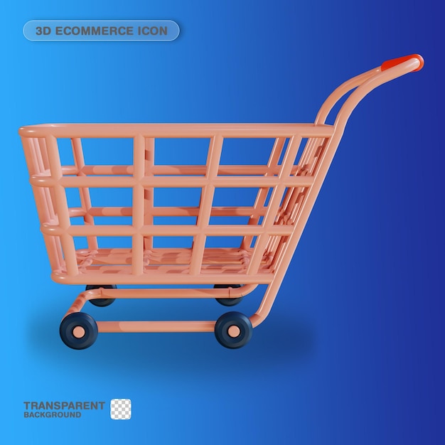 Carrello della spesa di icone 3D per la presentazione della fonte di marketing del banner della pagina di destinazione del sito Web