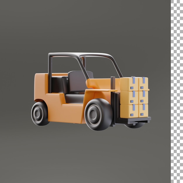 Carrello elevatore e scatole icona 3d