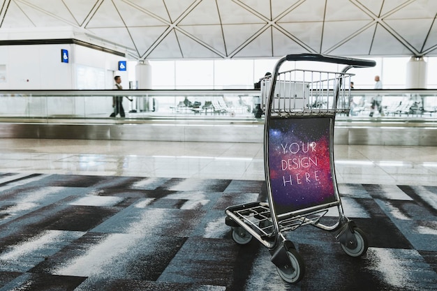 Carrello portabagagli aeroportuale in un terminal passeggeri