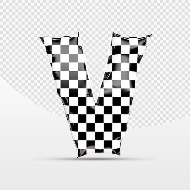 Carreras de globos con letras mayúsculas V Render 3D