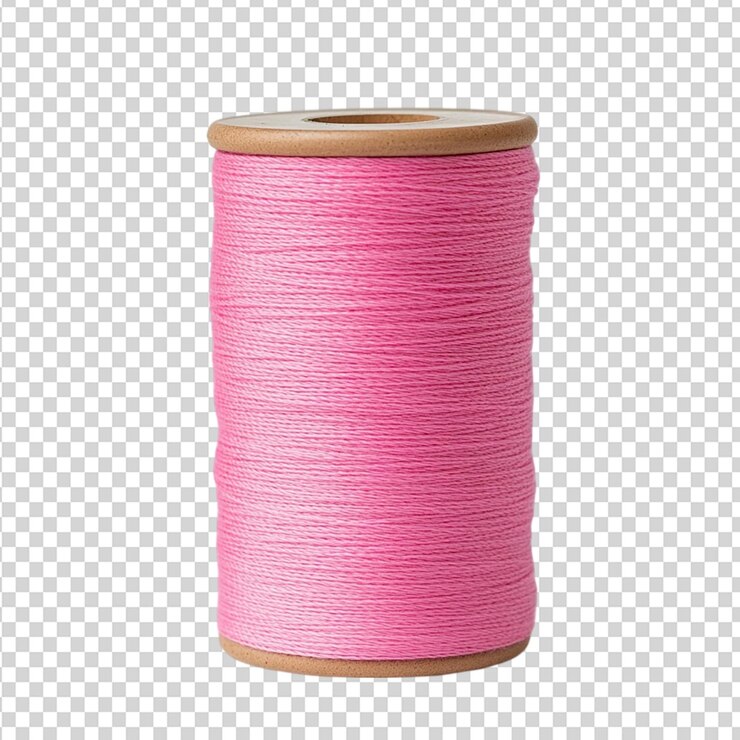 PSD un carrete de hilo de coser rosa aislado sobre un fondo transparente