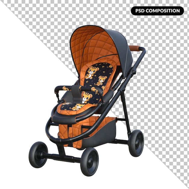 Carrinho de bebê isolado 3D