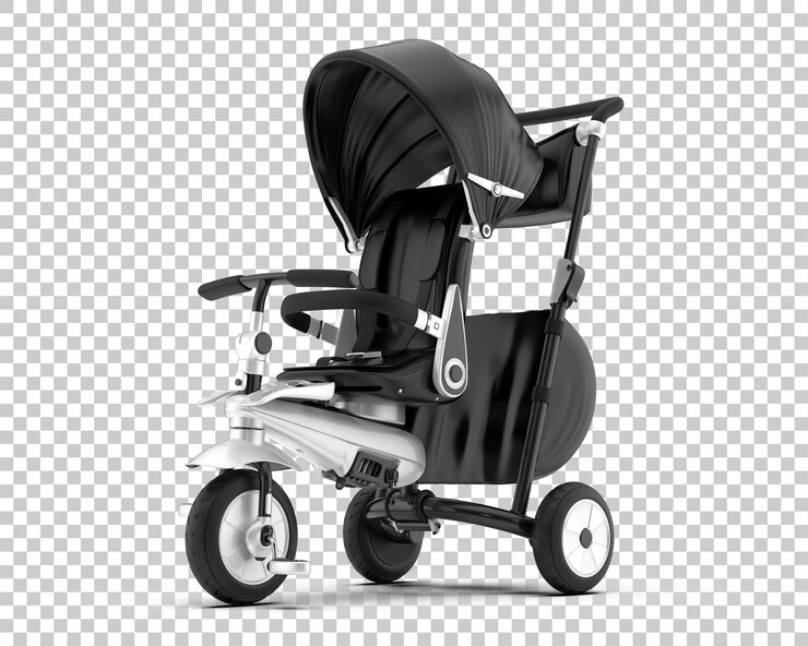 PSD carrinho de bebê isolado na ilustração de renderização 3d de fundo transparente