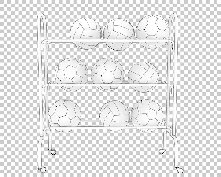 PSD carrinho de bolas na ilustração de renderização 3d de fundo transparente