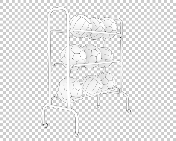 PSD carrinho de bolas na ilustração de renderização 3d de fundo transparente