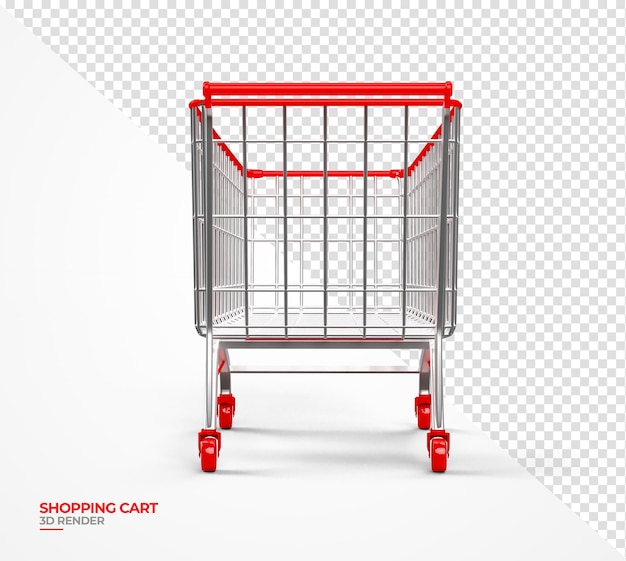 PSD carrinho de compras 3d renderização realista transparente