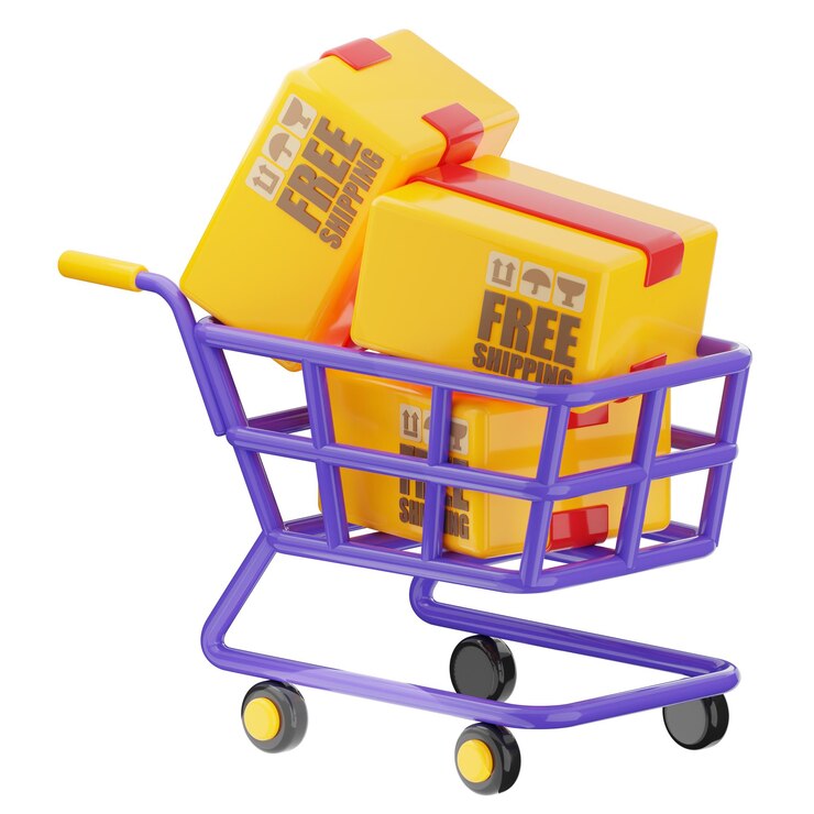 PSD carrinho de compras com caixas de envio grátis