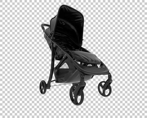 Carrinho de criança isolado na ilustração de renderização 3d de fundo transparente