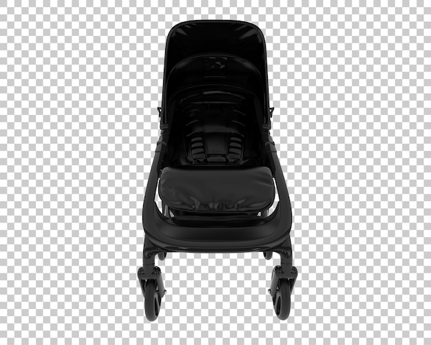 Carrinho de criança isolado na ilustração de renderização 3d de fundo transparente