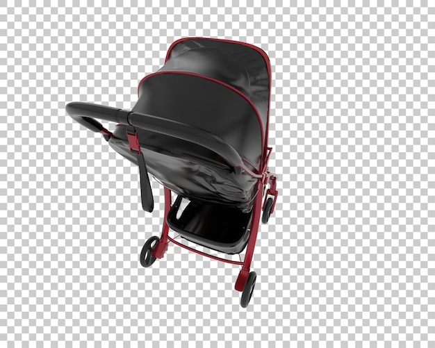 Carrinho de criança isolado na ilustração de renderização 3d de fundo transparente