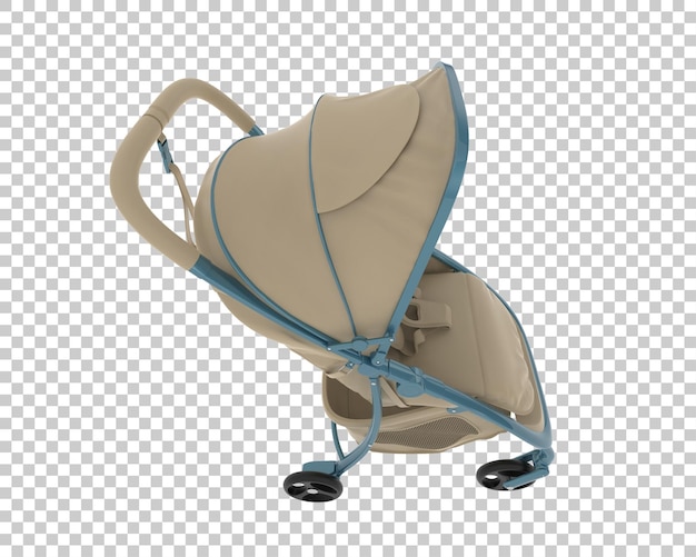 Carrinho de criança isolado na ilustração de renderização 3d de fundo transparente