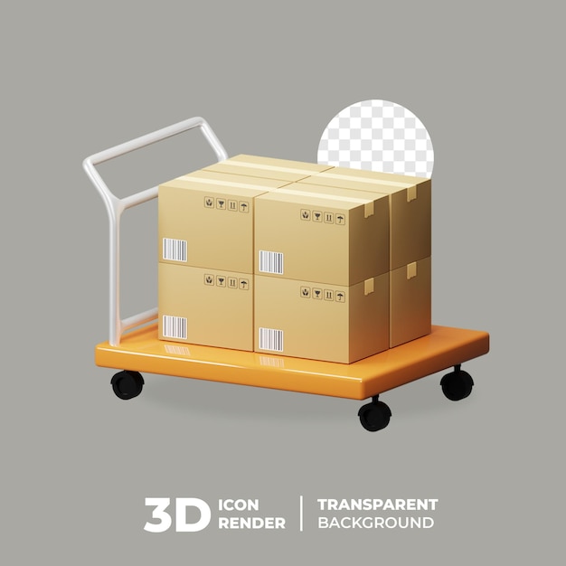 Carrinho de ícone de logística 3D