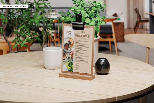 Carrinho de menu de restaurante com maquete de clipe