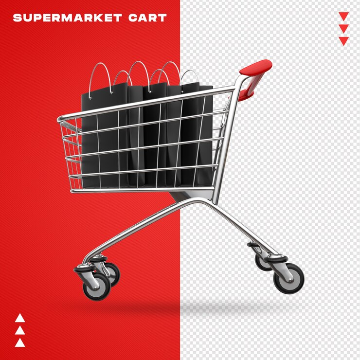 PSD carrinho de supermercado 3d realista
