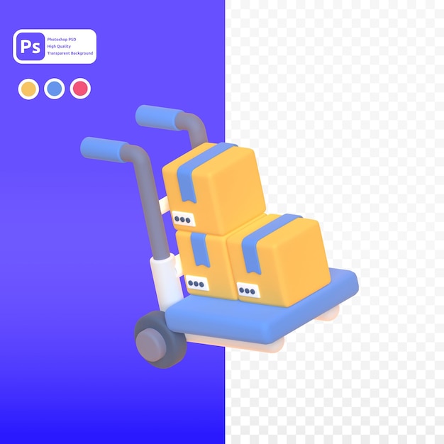 Carrito en 3d renderizado para presentación web de activos gráficos u otros