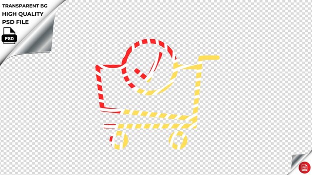 PSD el carrito está bien, compruebe el icono del vector psd rojo amarillo estriado psd transparente