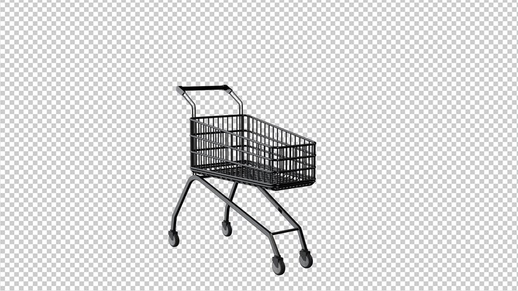 PSD carrito de la compra de viernes negro sobre un fondo transparente 3d render