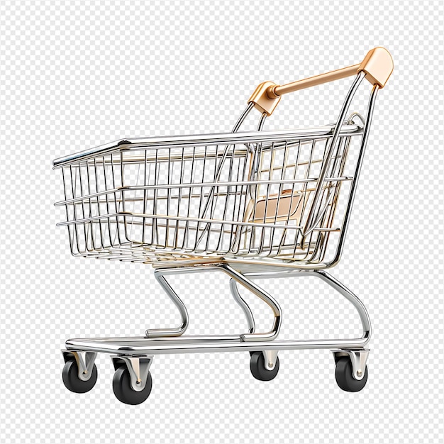 El carrito de compras 3D en un fondo transparente aislado