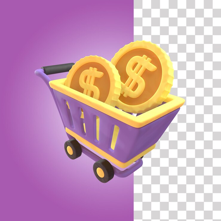 PSD carrito de compras, 3d, ilustración