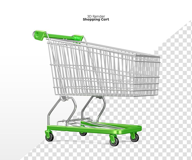PSD carrito de compras, 3d, render, aislado